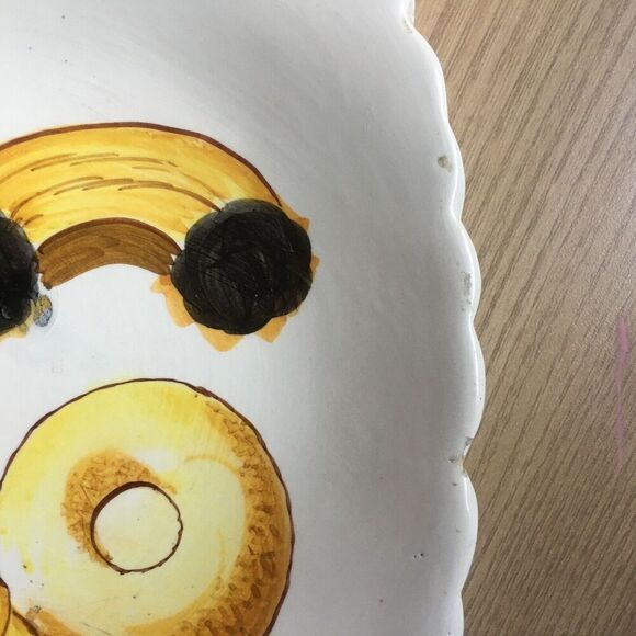 Lot of 2 TIL Hand Painted Italy Made 7 1/2” Bread Baguette Bagel Tiramisu Plate - Picture 9 of 11